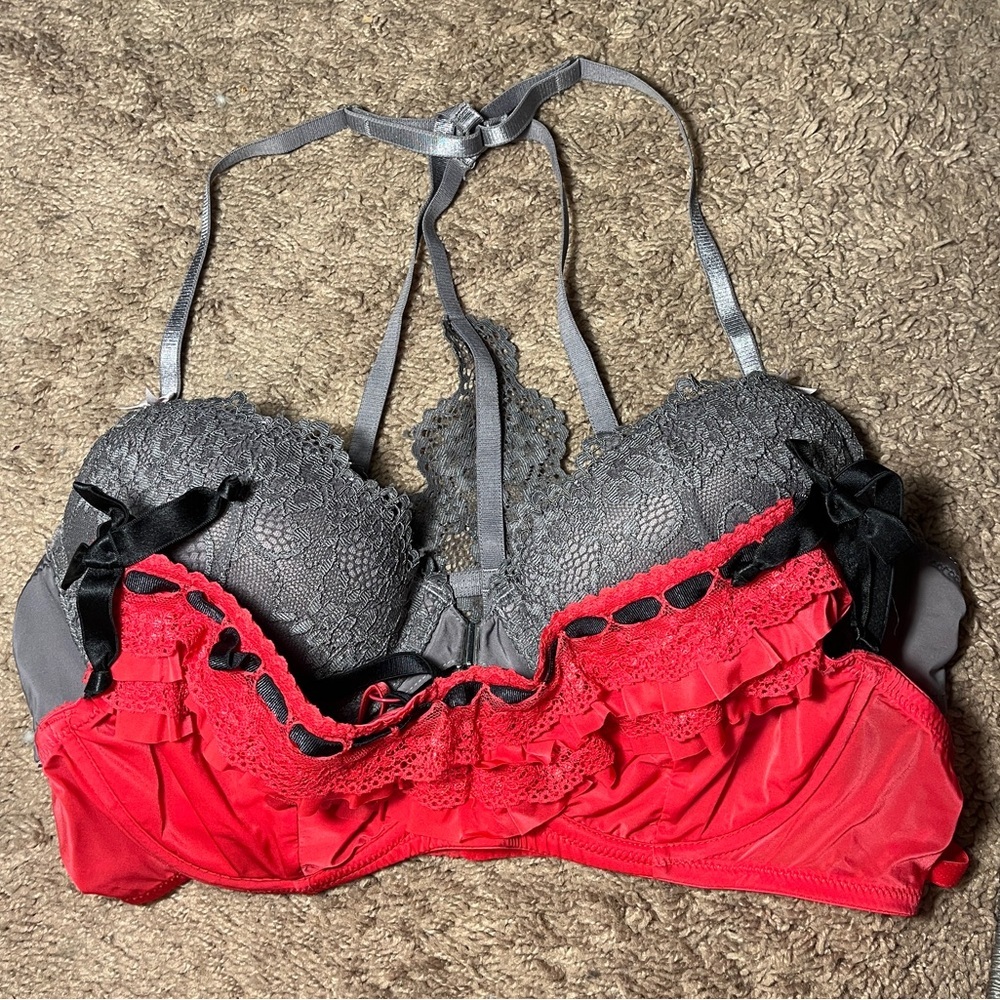 2 for 1 sexy lace bras, 34C, front & back close, regular & racerback​